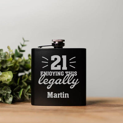 Personalized Enjoying This Legally Birthday Matte Black Flask -