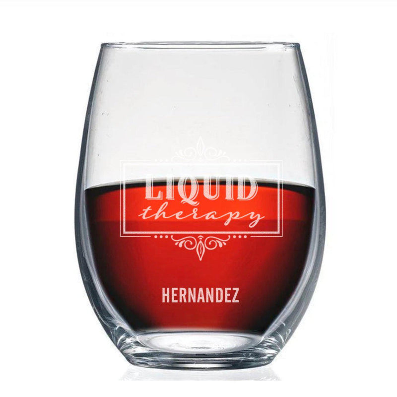 Personalized Liquid Therapy Stemless Wine Glass -