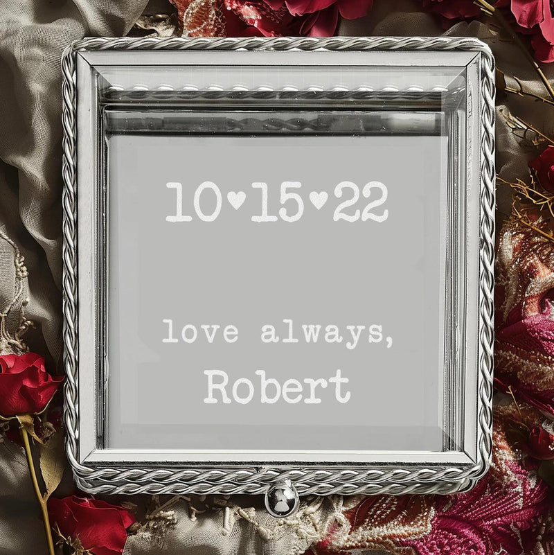 Personalized Engraved Glass Jewelry Box -