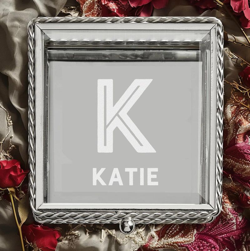 Personalized Engraved Glass Jewelry Box -