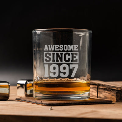 Custom Awesome Since Birthday Lowball Glasses -