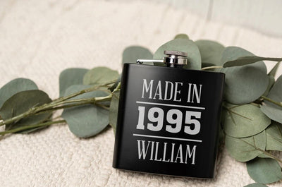 Personalized Made In Birthday Matte Black Flask -
