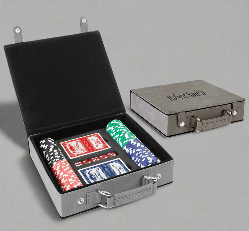 Personalized Gray 100-Chip Poker Set -