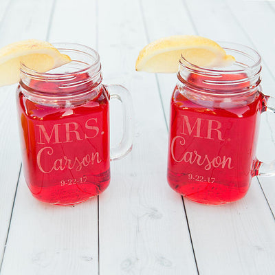 Personalized Wedding Mason Jars -