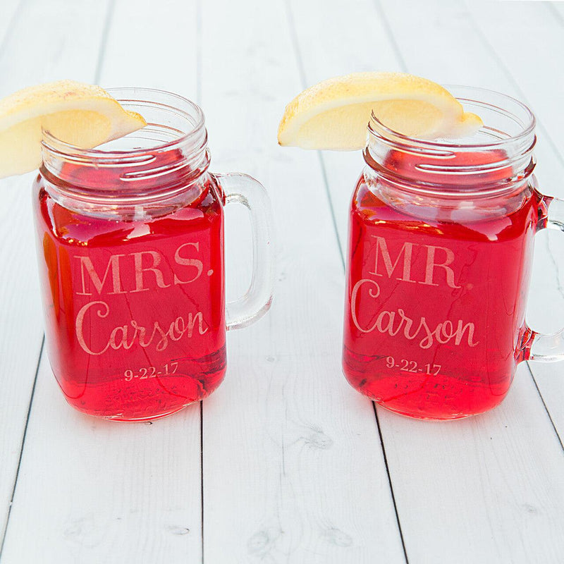 Personalized Wedding Mason Jars -