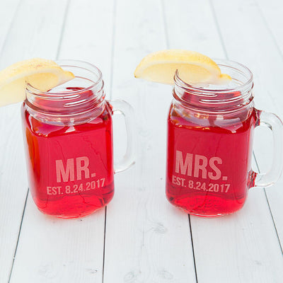 Personalized Wedding Mason Jars -