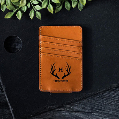 Personalized Leather Magnetic Money Clip -  - Completeful