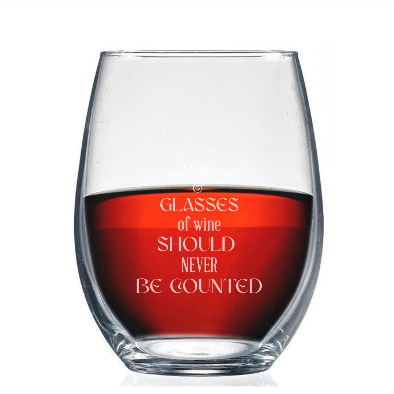 Never Count Age Birthday Stemless Wine Glass -