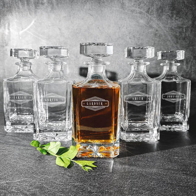 Groomsmen Gift Set of 5 Personalized Square Decanters - Modern Designs -  - JDS
