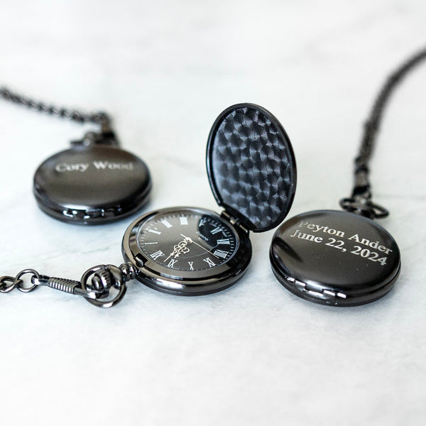 Personalized Black Pocket Watch -