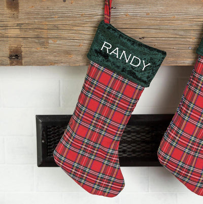 Personalized Red And Green Plaid Stockings - Printed -