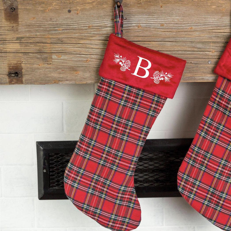 Personalized Red And Green Plaid Stockings - Printed -
