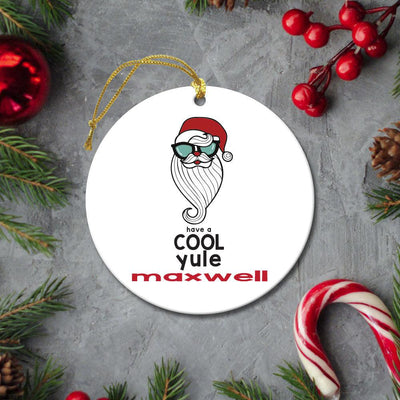 Personalized Cool Yule Santa Christmas Ornament -