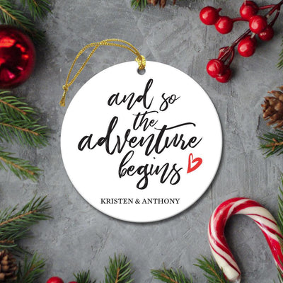 Personalized And So The Adventure Begins Christmas Ornament -