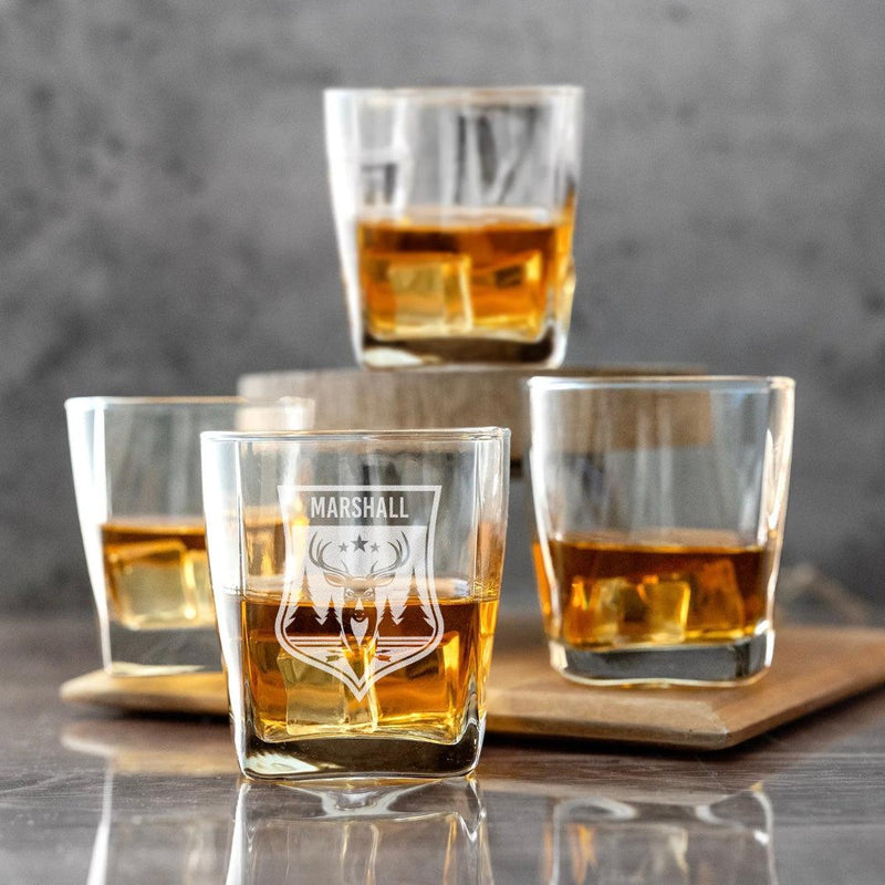 Personalized Hunting Square Rocks Glass -