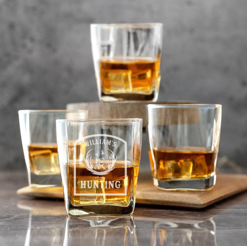 Personalized Hunting Square Rocks Glass -