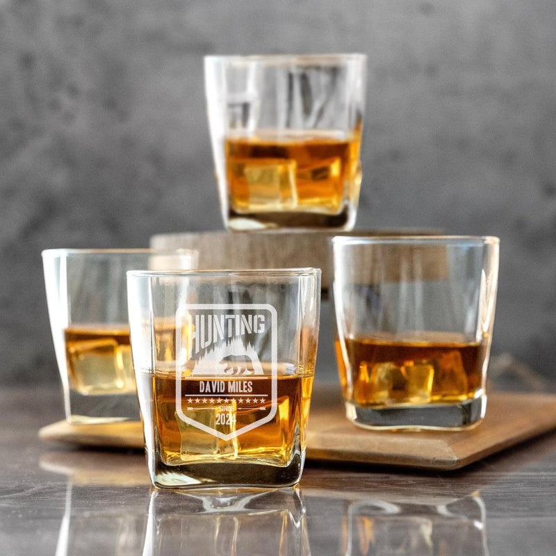 Personalized Hunting Square Rocks Glass -
