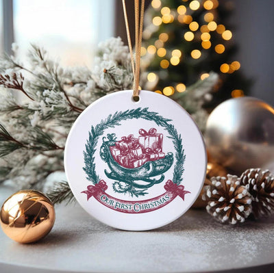 Personalized Sleigh Vintage Christmas Ornament -