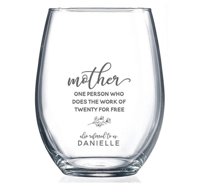 Personalized Mother's Day Stemless Wine Glass -