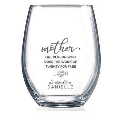 Personalized Mother's Day Stemless Wine Glass -  - Completeful