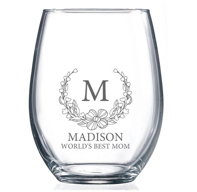 Personalized Mother's Day Stemless Wine Glass -