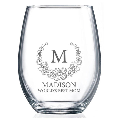 Personalized Mother's Day Stemless Wine Glass -  - Completeful