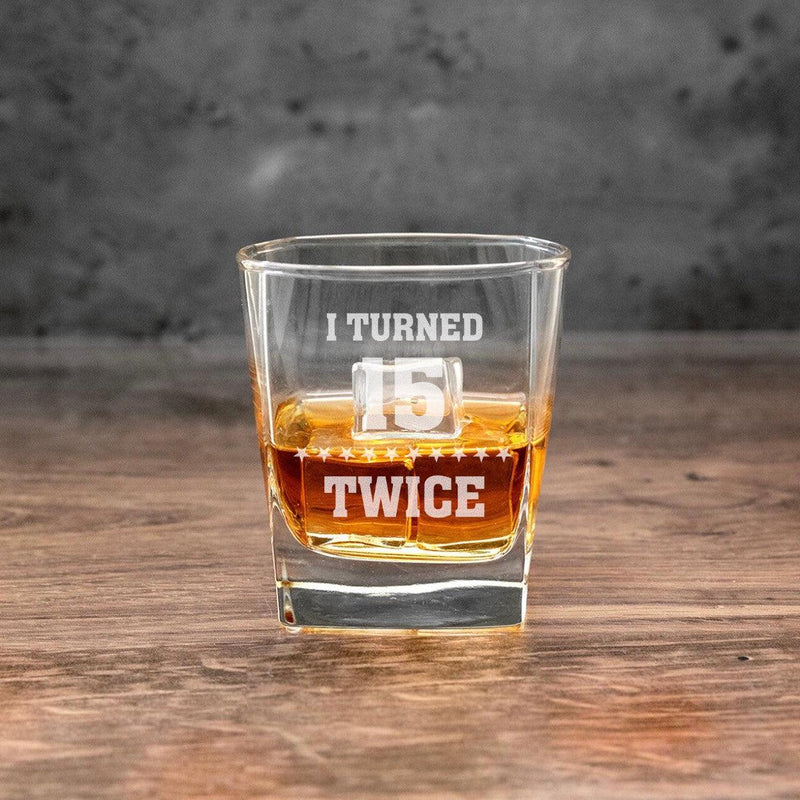 Personalized Turned Twice Birthday Square Rocks Glass -