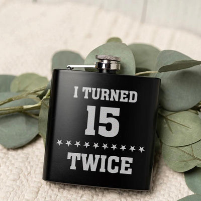 Personalized Turned Twice Birthday Matte Black Flask -