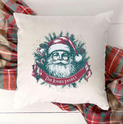 Personalized Santa Vintage Christmas Throw Pillow Cover -  - Wingpress Designs