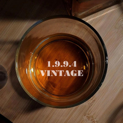 Personalized Vintage Birthday Lowball Glass - Bottom -