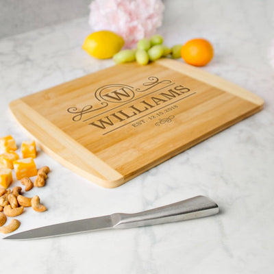 Personalized 11x14 Bamboo Cutting Board with Rounded Edge (Modern Collection) -  - Completeful