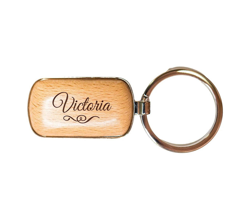Personalized Rounded Corner Wooden Keychain -
