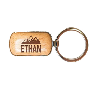 Personalized Rounded Corner Wooden Keychain -