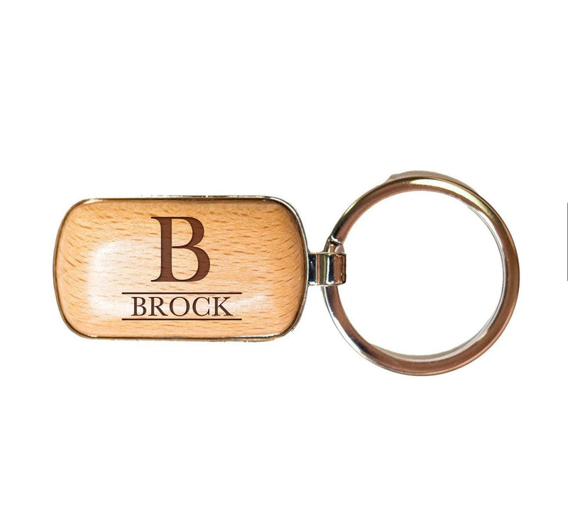 Personalized Rounded Corner Wooden Keychain -