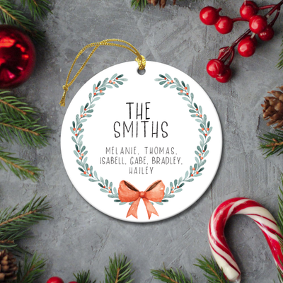 Personalized Wreath Family Names Christmas Ornament -