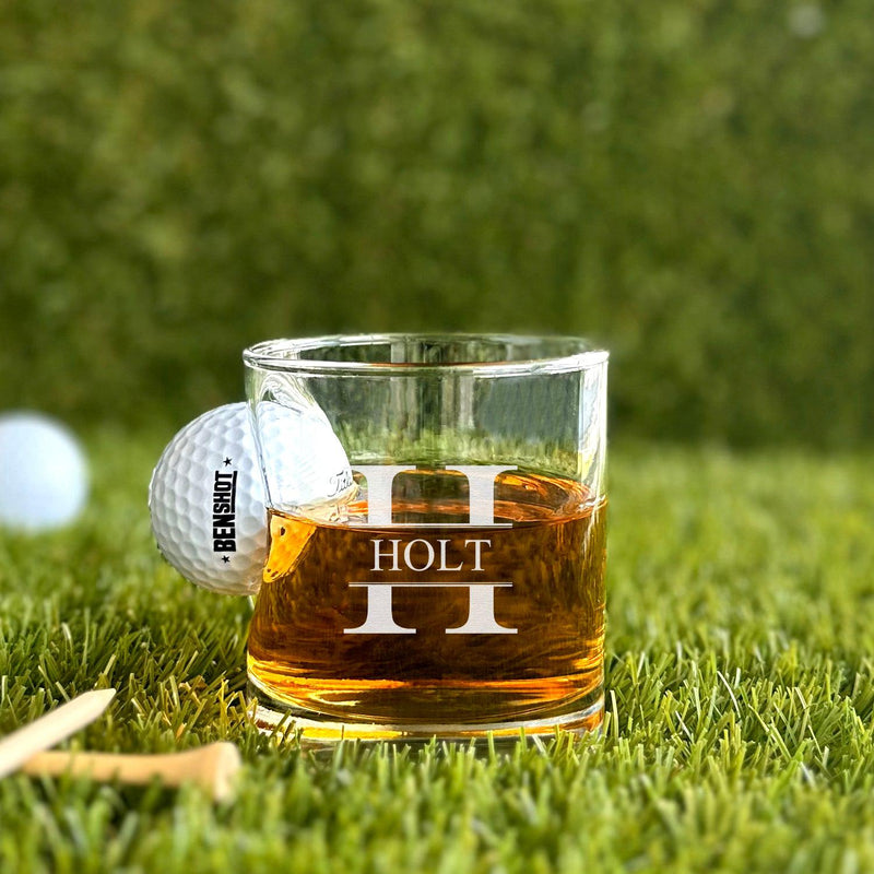 Golf Ball Shaped Whiskey Glass Set of Two - Gift for Golfers