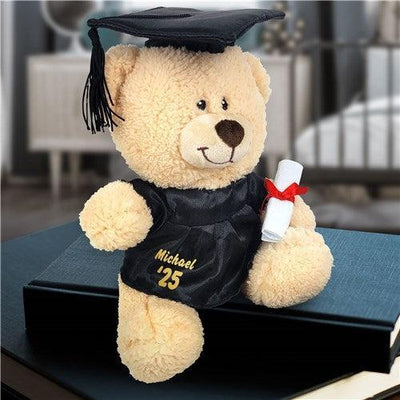 Personalized Name Graduation Cap and Gown Stuffed Teddy Bear -