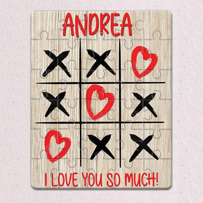 Personalized Valentine's Day Tic Tac Toe Jigsaw Puzzles - 30 PIECES
