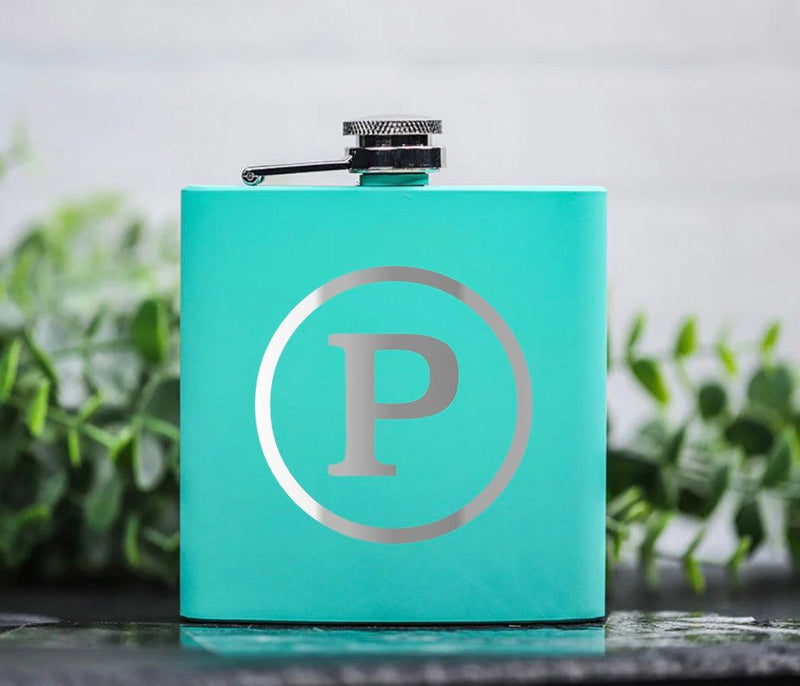 Personalized Teal Powder-Coated Flasks -  - Completeful