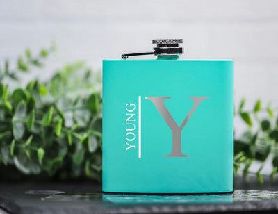 Personalized Teal Powder-Coated Flasks -  - Completeful