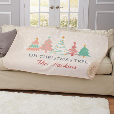 Personalized Oh Christmas Tree Sherpa Blanket -
