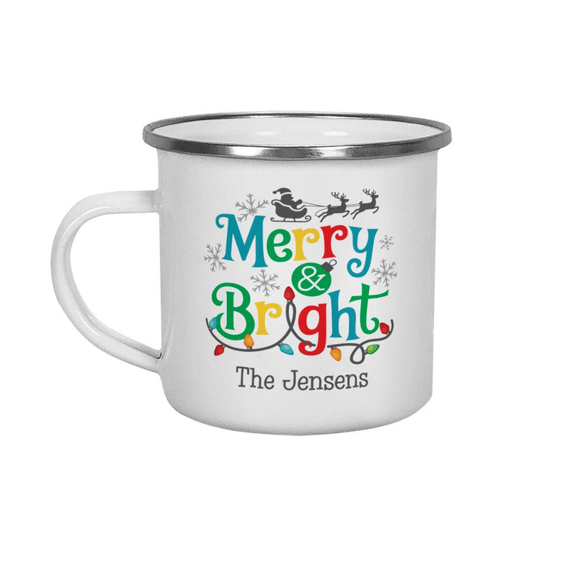 Personalized Merry and Bright Stainless Steel Camp Mug -