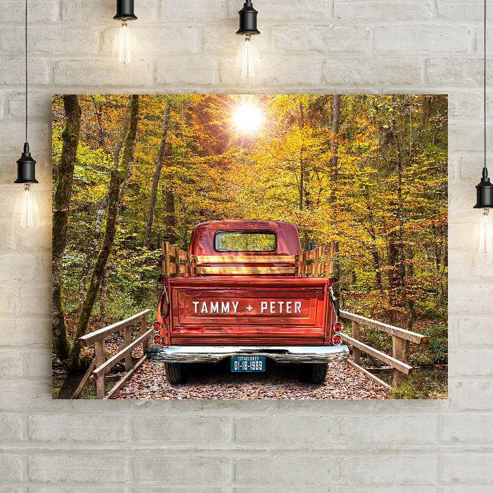 Personalized Vintage Truck Wall Art Canvas Print with Names -  - Lazerworx