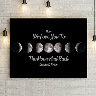 Personalized Love Mom To Moon And Back Canvas Print -  - Lazerworx