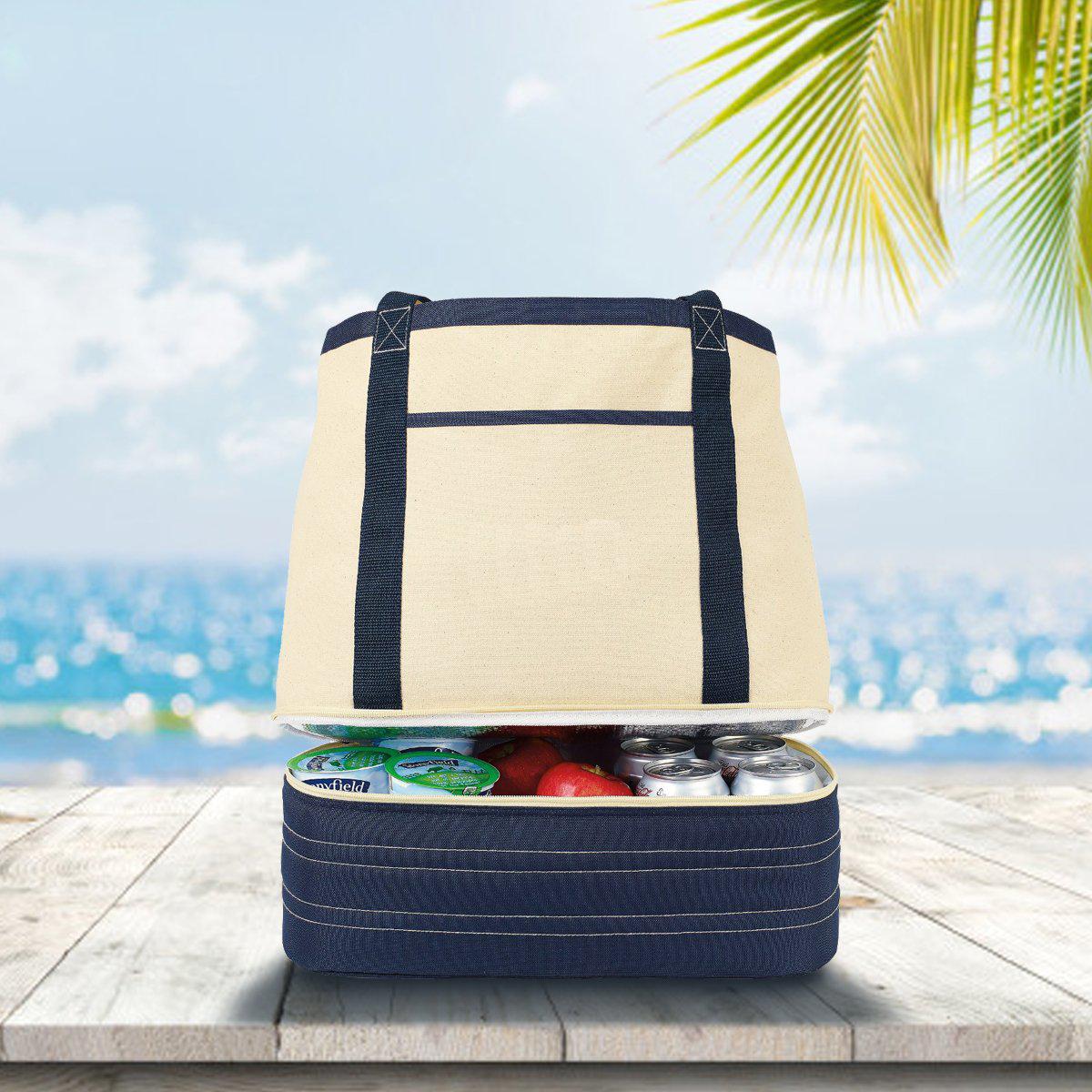 Beach Bag With Cooler - Personalized Insulated Beach Tote Bag with