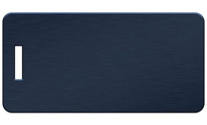 Personalized Aluminum Luggage Tags with Optional Leather Casing - Navy / Landscape