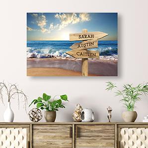 Personalized Beach Canvas Print with Family Names -  - JDS