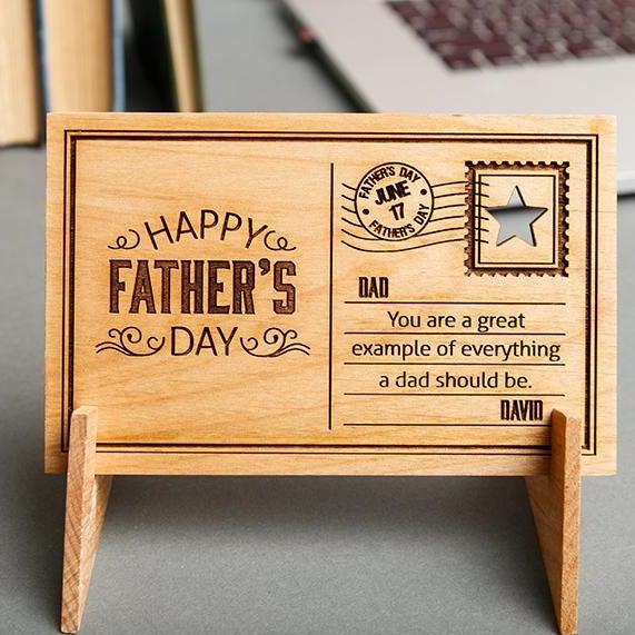 Father’s Day Personalized Wood Postcards -  - Qualtry