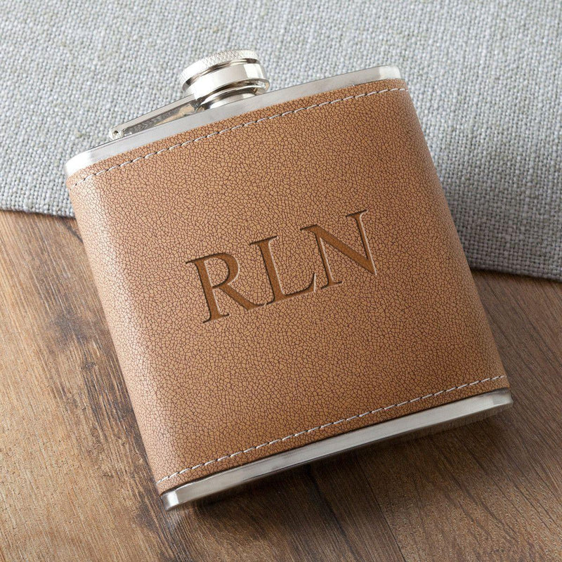 Personalized 6 oz. Leather Hide Flask -  - JDS
