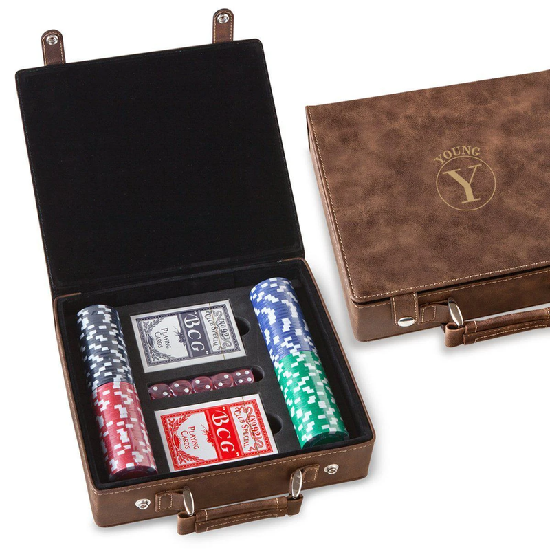 Personalized Rustic 100 Chip Poker Set -
